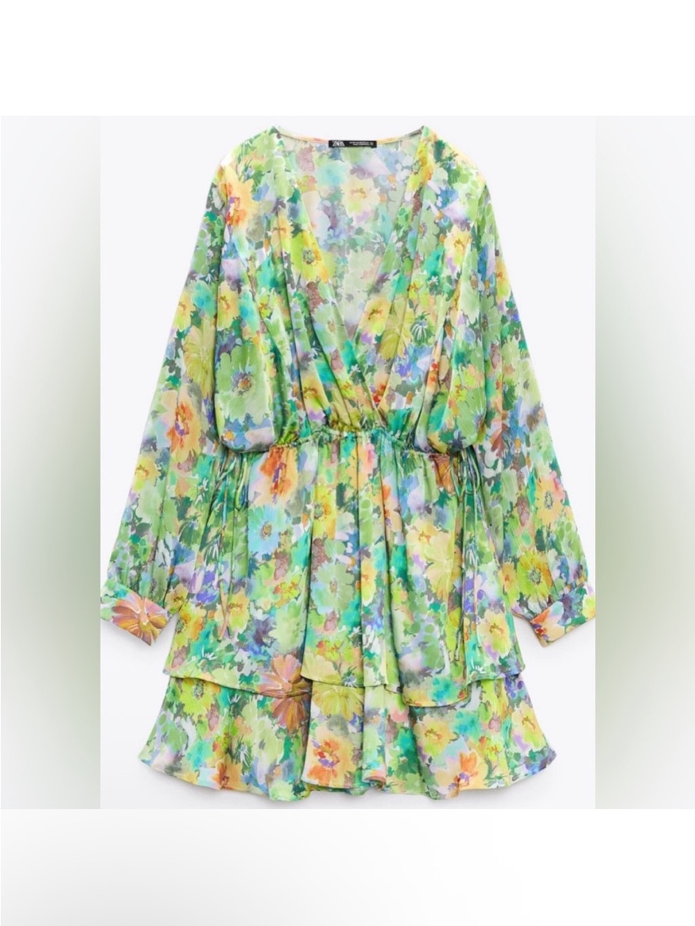 Zara Floral Green Tiered Dress
